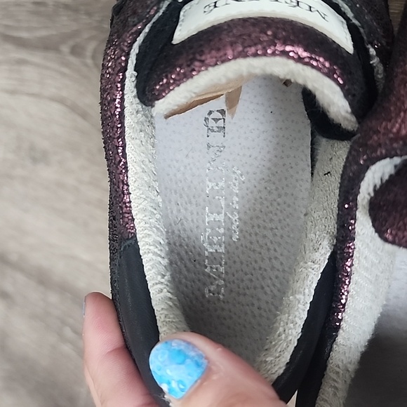 Mèlinè Shiny Metallic Italian Leather Studded Star Low Top Sneakers Raspberry 37 - Picture 7 of 8